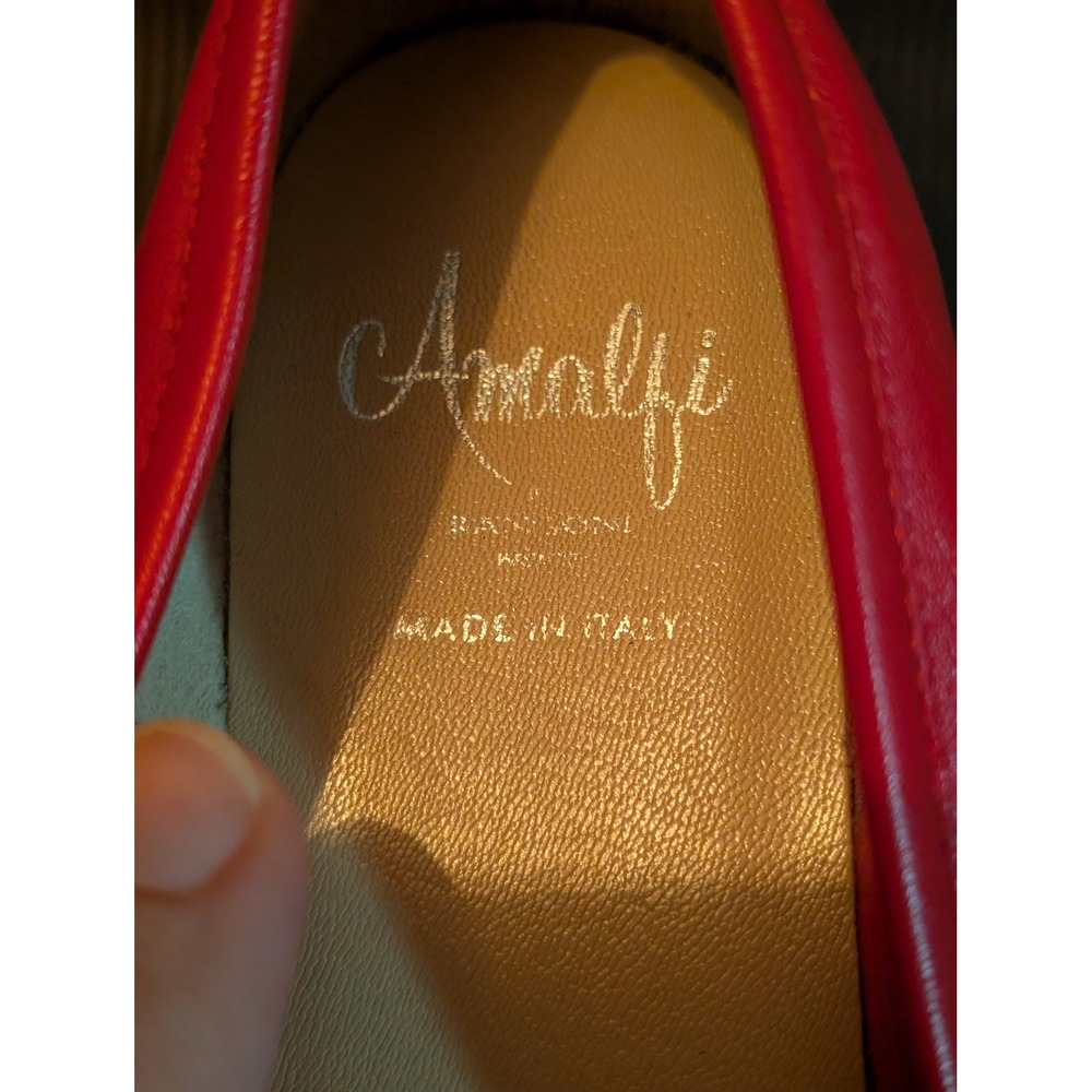 Amalfi by Rangoni Red Leather Gold Chain Loafers Made in Italy Women's Size 7 - Picture 2 of 8